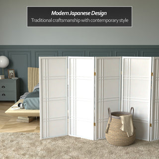 4' Tall Double Cross Shoji Screen, White, 6 Panels