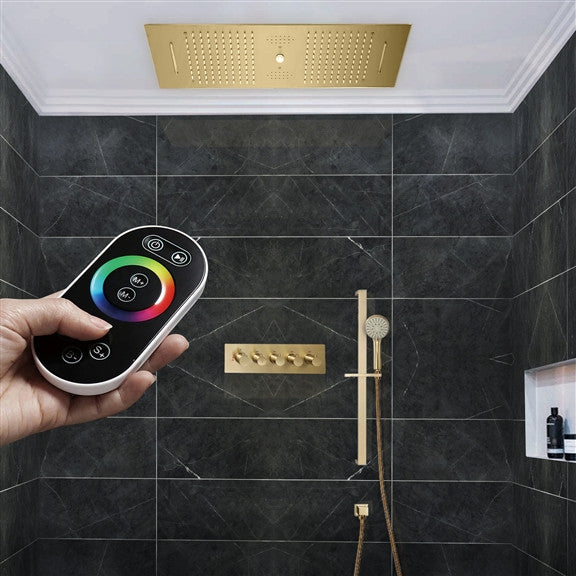 Rainfall Musical Shower System With Hand Shower, Style E- Remote Control Light