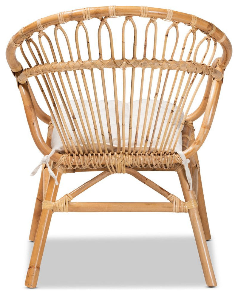 Benicia Modern Bohemian Natural Brown Rattan Dining Chair