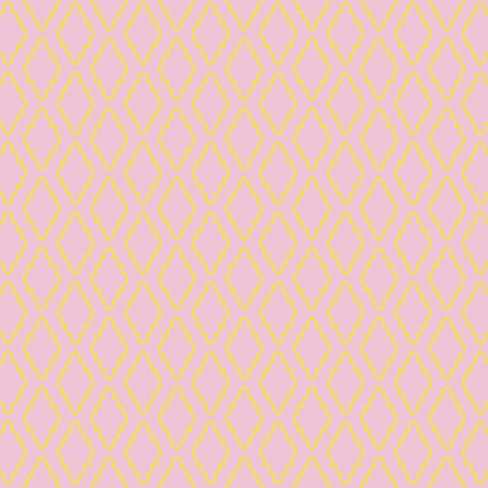 Quatrefoil Removable Wallpaper, Pink and Yellow