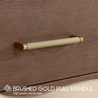 Porto Bath Vanity with White Quartz Stone Top, Dark Brown Oak, 84", No Mirror