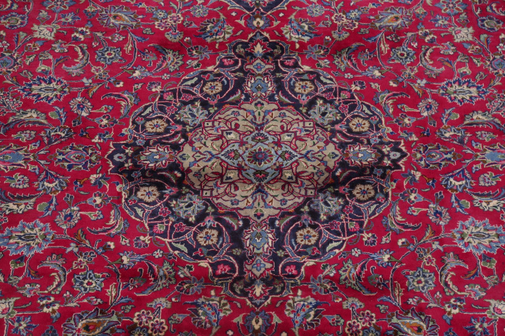 Consigned, Oriental Traditional Hand-Knotted Persian Area Rug, Red, 10x13