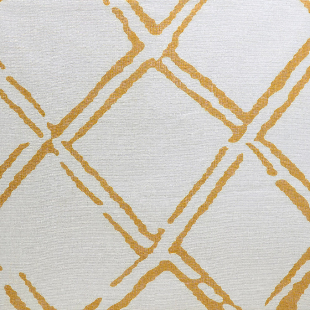 Normandy Gold Printed Faux Linen Sheer Fabric Sample, 4Wx4L