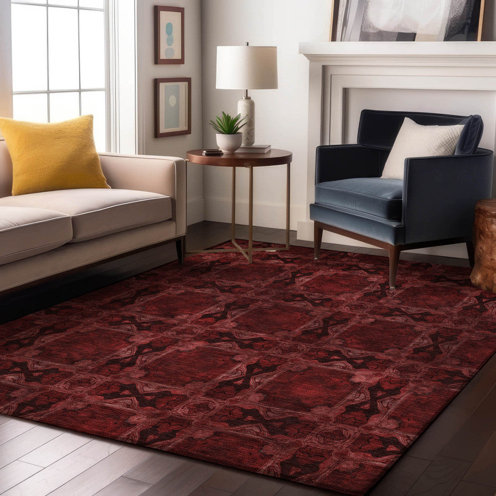 Premium Machine Washable Mayfield AMF564 Burgundy 8' x 10' Rug