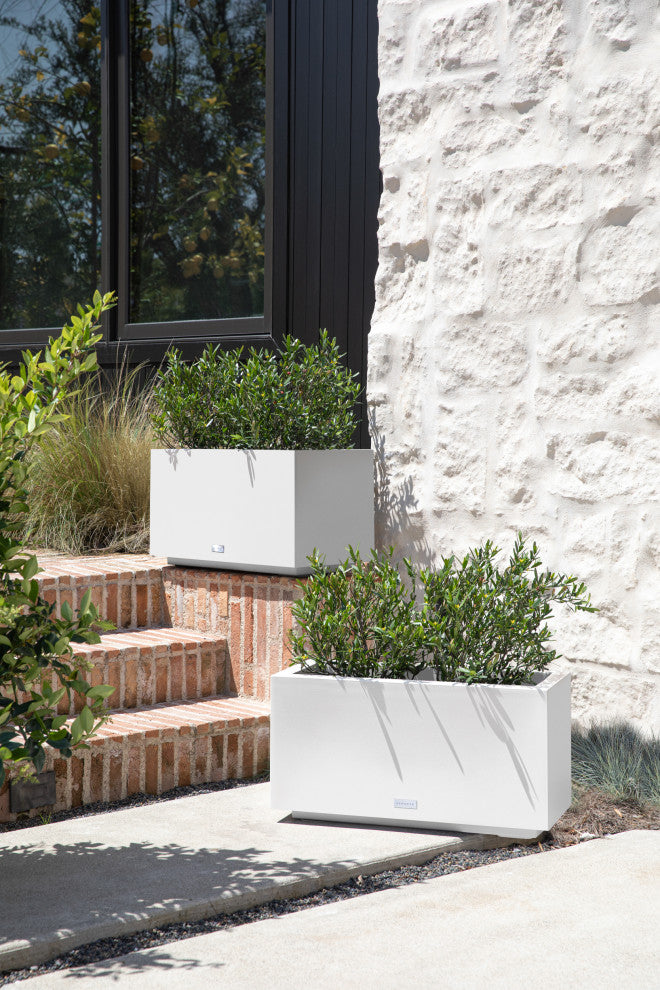 Veradek Block Series Long Box Planter, White, 13"h X 11"w X 25"l