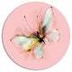 Colorful Butterfly Drawing, Floral Round Wall Art, 23"