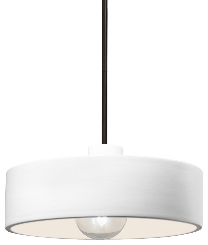 Radiance Dish Pendant, Gloss White, Matte Black, Rigid Stem, E26, E26
