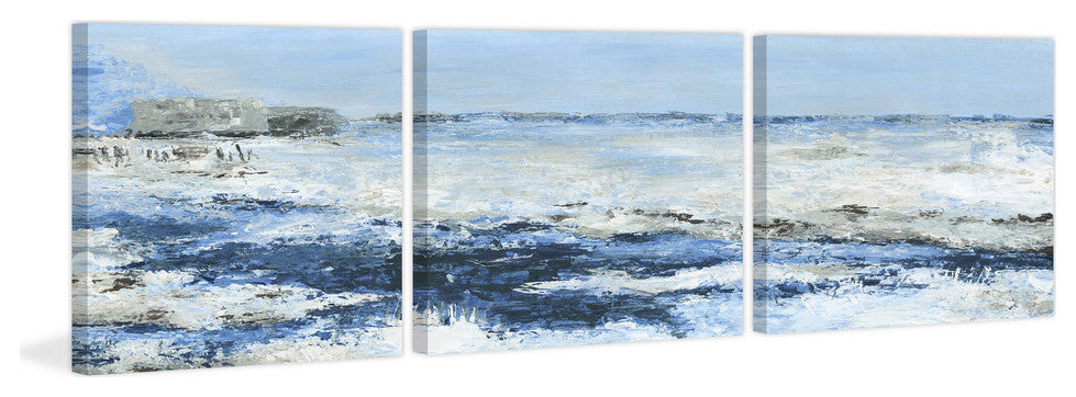 Ultimate Blue Waves II Triptych, 144"x48"