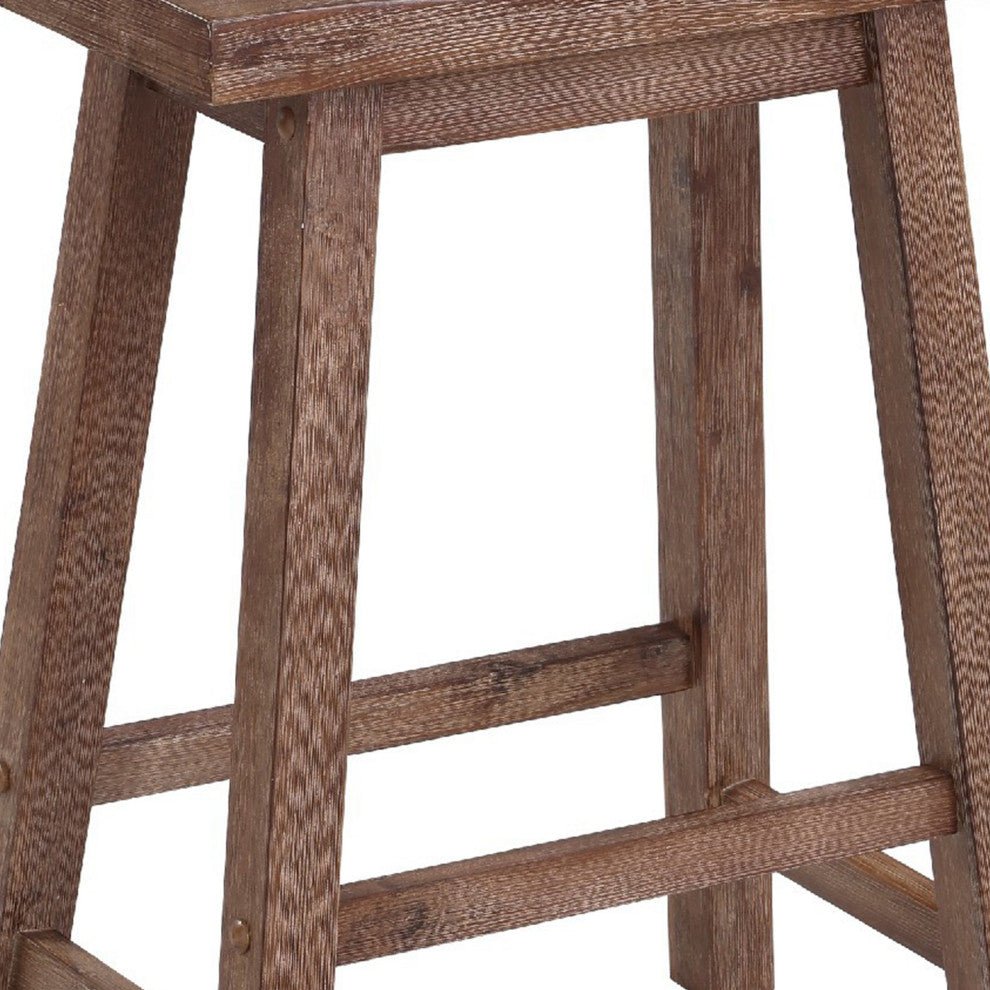 Wooden Frame Saddle Seat Counter Height Stool With Angled Legs Brown