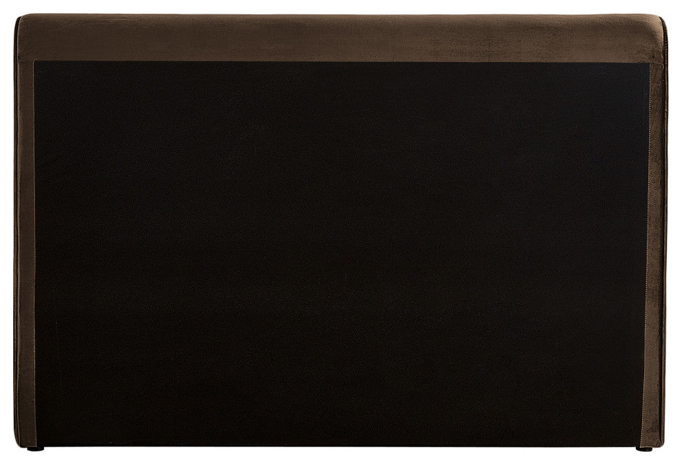 Sloan Black Velvet Full Bed, Brown, King