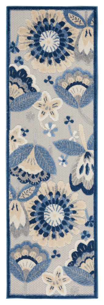 Nourison Aloha 2' x 6' Blue/Grey Contemporary Area Rug