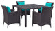 Modway Convene 5 Piece Outdoor Patio Dining Set, Espresso Turquoise