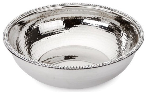 Classic Touch Hammered Stsainless Steel Jeweled Salad Bowl