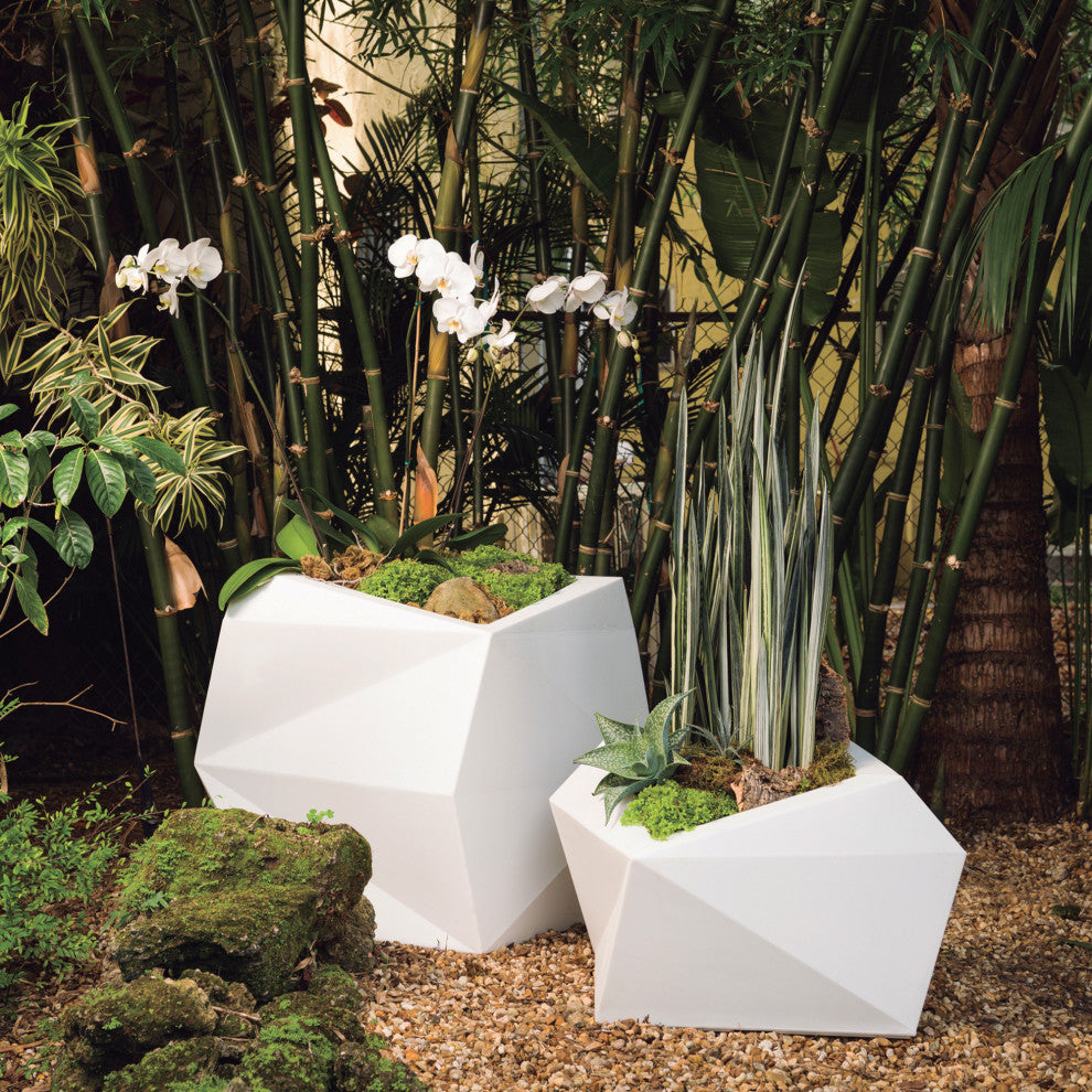 Origami Indoor/Outdoor Geometric All-Weather Planter - 23'' (Caviar Black)