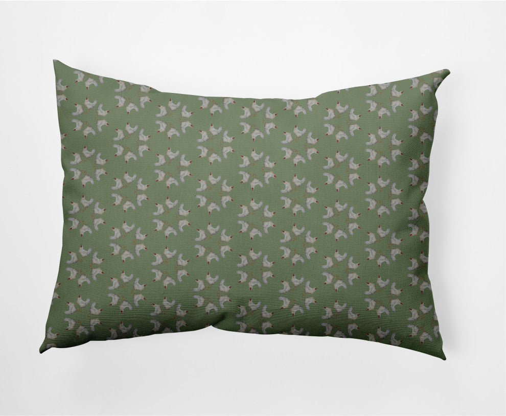 Chickens-go-round Easter Decorative Lumbar Pillow, Laurel Tree Green, 14x20"