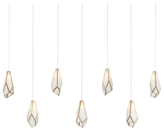 Glace White Rectangular 7-Light Multi-Drop Pendant