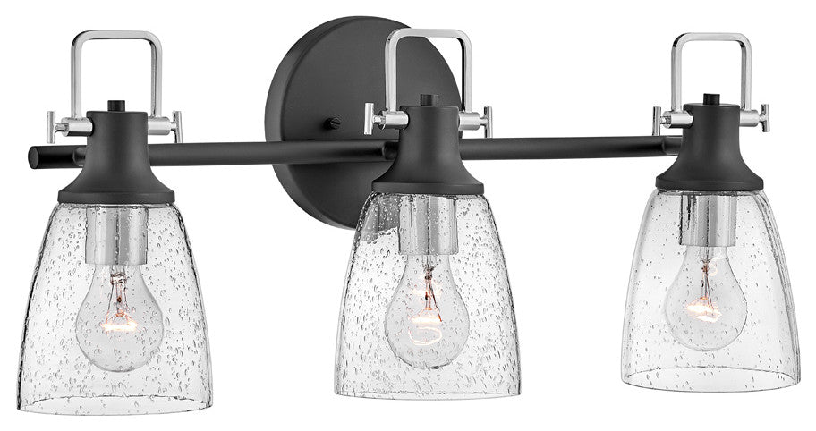 Hinkley Easton 24" Three Light Bath Vanity Fixture, Black + Chrome