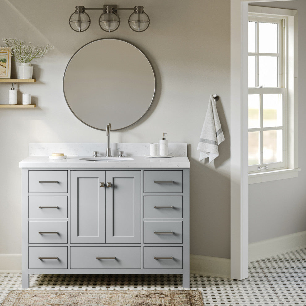 Ariel Cambridge 48" Single Oval Sink Vanity, Carrara Quartz