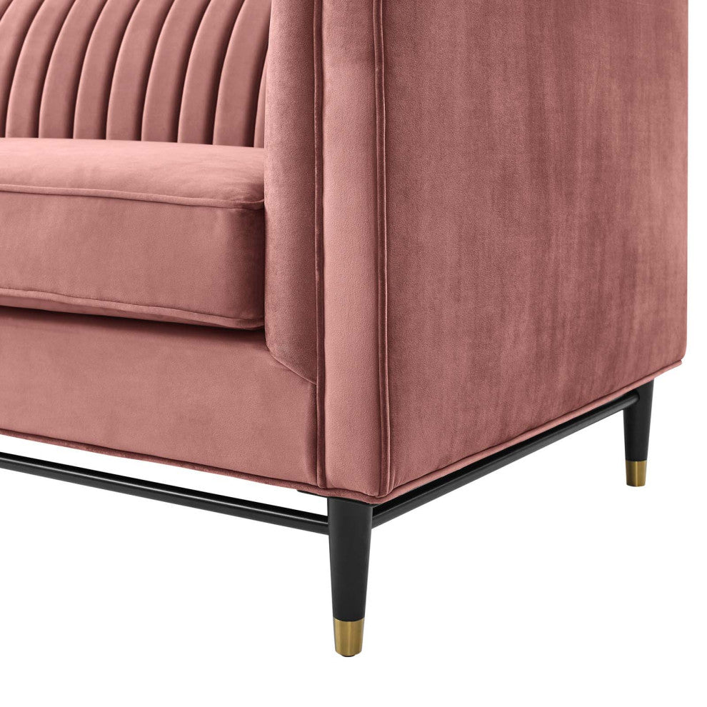 Tufted Sofa, Velvet, Pink, Modern, Living Lounge Room Hotel Lobby Hospitality