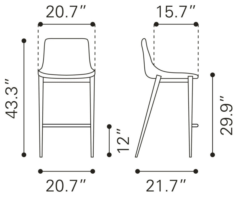 Magnus Barstool (Set of 2) Black & Silver