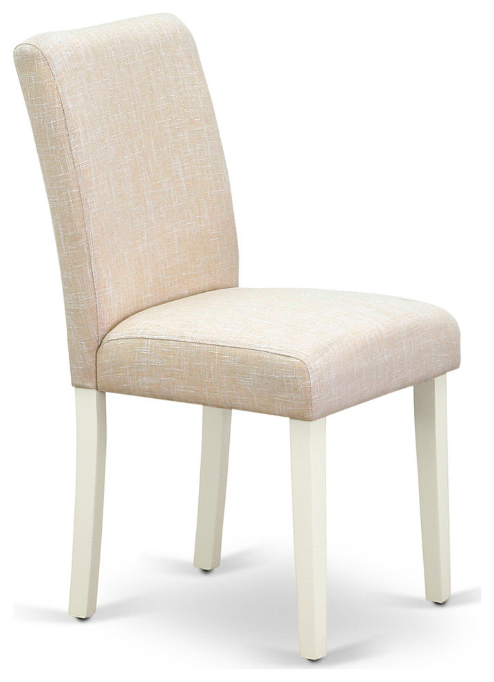 5 Pc Kitchen Set, Linen White Table, 4 Light Beige Chairs, Linen White Finish
