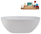 59" Streamline NS5860CH Matte White Stone Resin Bathtub, Tray With Chrome Drain