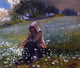 Winslow Homer Girl and Daisies Premium Canvas Print