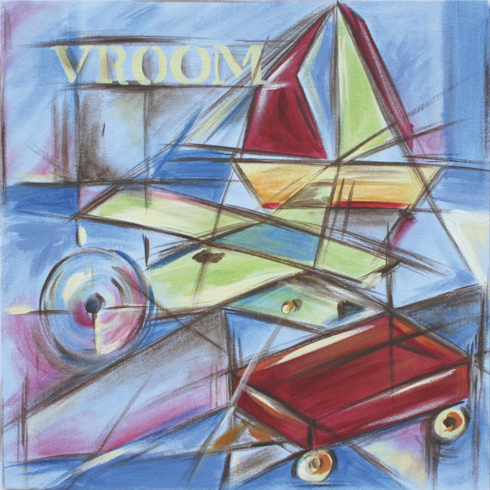Marmont Hill, "Vroom" by Reesa Qualia Painting Print on Wrapped Canvas, 32x32