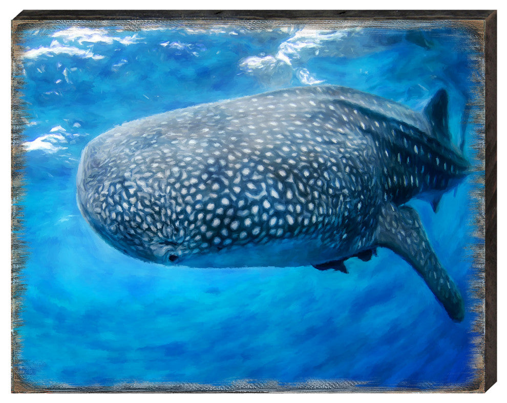 Blue Whale Art Wooden Wall Art, X-Large 36x24