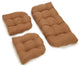 U-Shaped Microsuede Tufted Settee Cushion Set, Set of 3, Saddle Brown