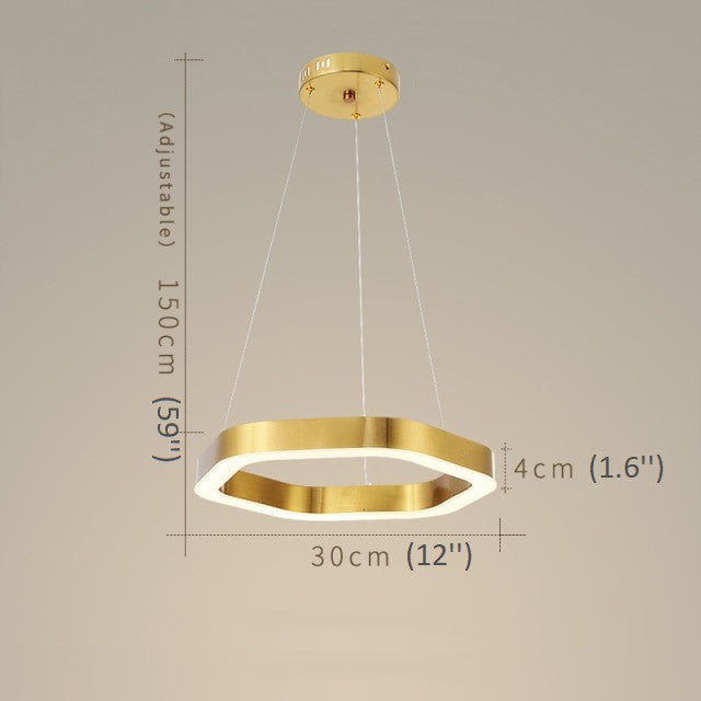 Hexagon combined ring lamps for living room, dining room, bedroom., 12''