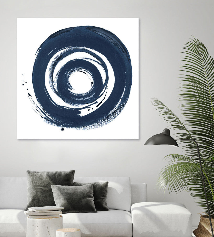 African Navy Circle Abstract - 84 x 84 by Patricia Pinto