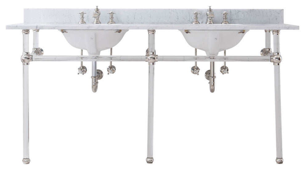 Empire 72" Wide Double Wash Stand, P-Trap, Countertop With Basin, Faucet