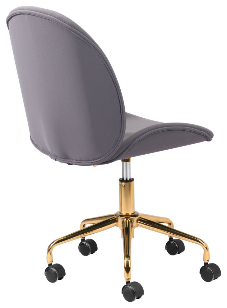 Computer Work Chair, Steel Metal, Fabric, Gray, Gold, Home Business Office