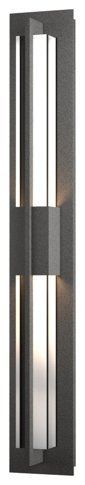 Double Axis Large LED Outdoor Sconce, Coastal Natural Iron Finish - Clear Glass