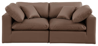 Comfy Upholstered Modular Sofa, Brown, 2-Piece: 2 Corner Chair, Vegan Leather
