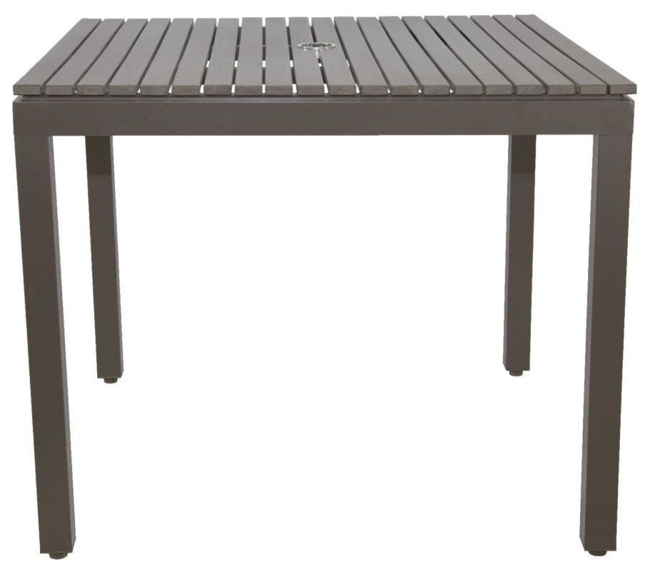 Riviera Outdoor Faux Wood Square Dining Table, Gray