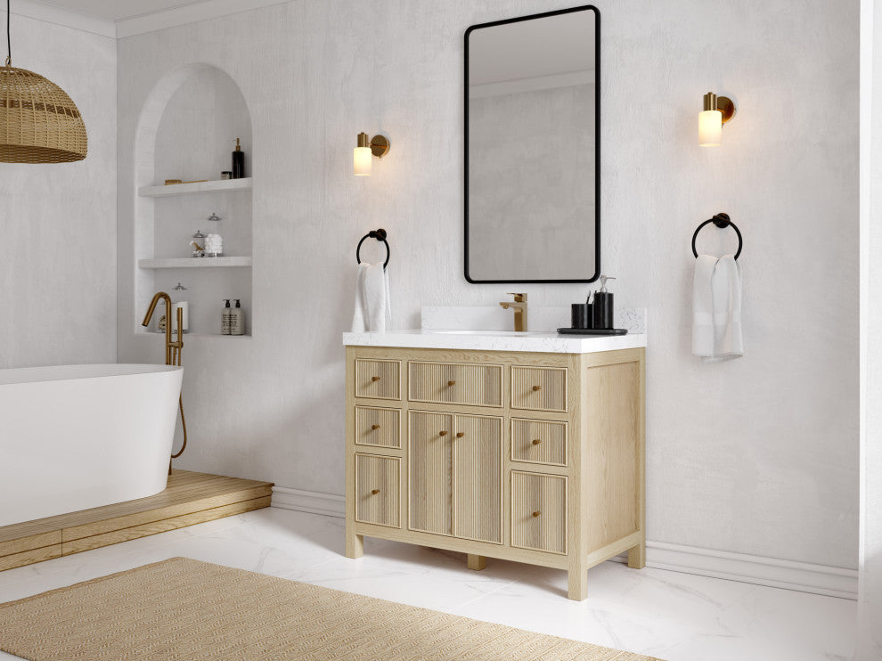 Sonoma Oak 42 Single Sink Bath Vanity with 2" Empira White Quartz