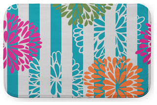 24" x 17" Flower Bursts Bathmat, Blue