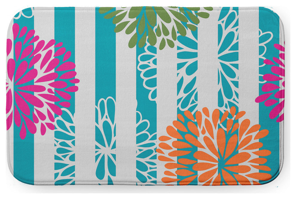 24" x 17" Flower Bursts Bathmat, Blue