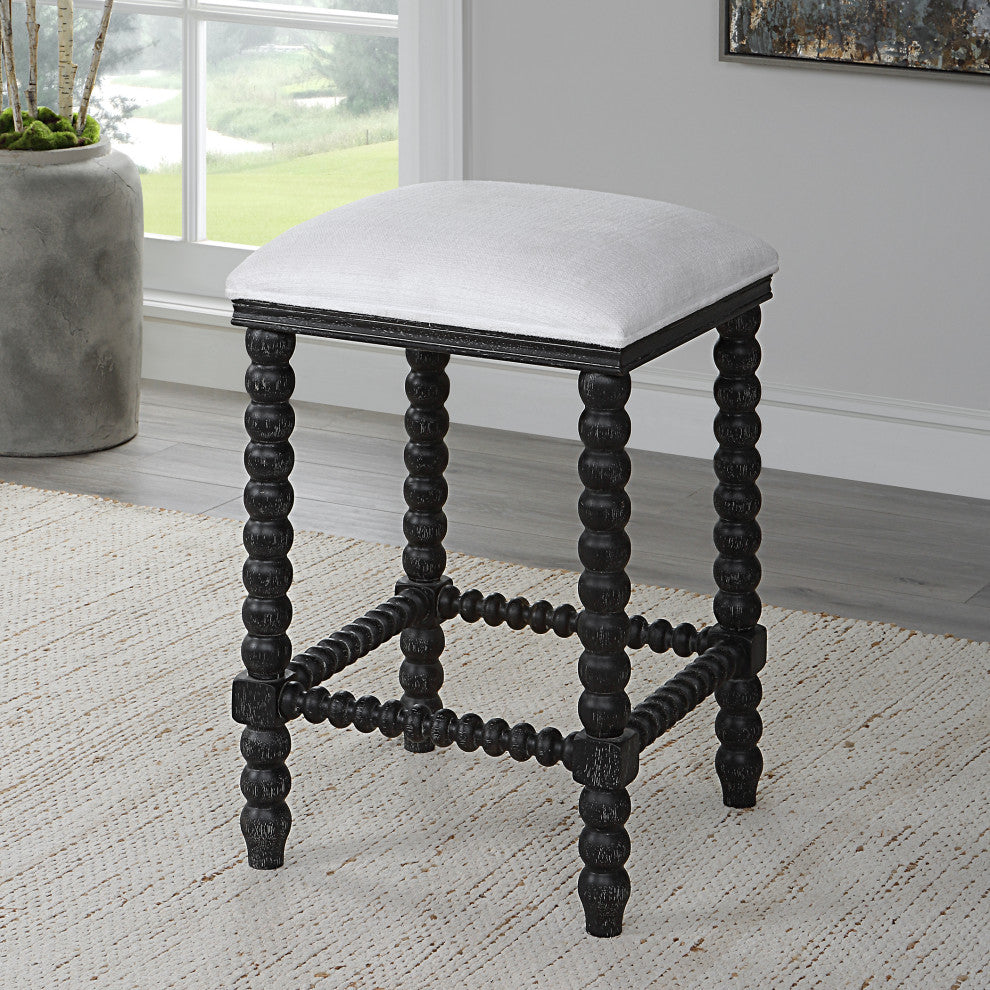 Uttermost 23684 Pryce Black Backless Counter Stool