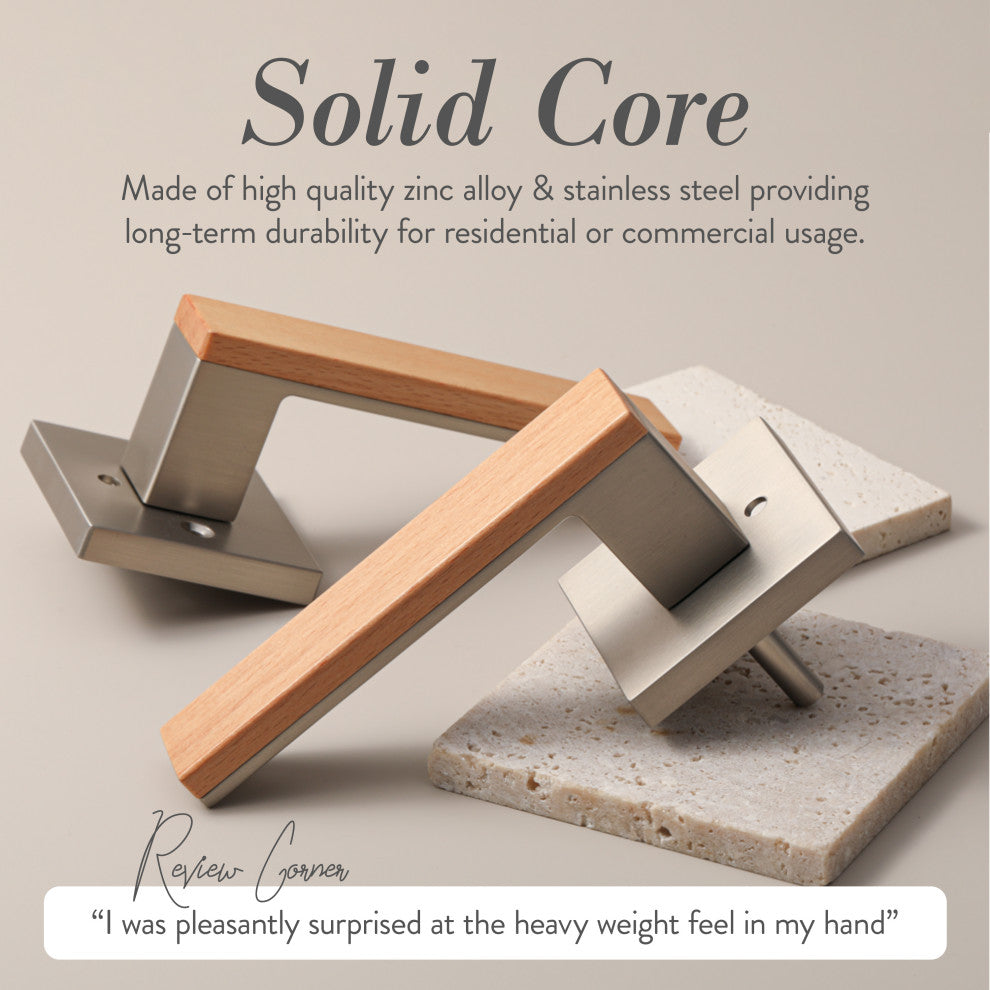 Modern Heavy Duty Designer Interior Door Lever - Summit Collection, Satin Nickel, Privacy Left Hand