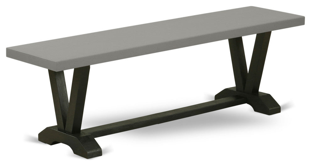 V-Style 15X60 In Dining Bench With Wirebrushed Black Leg And Cement Top Finish