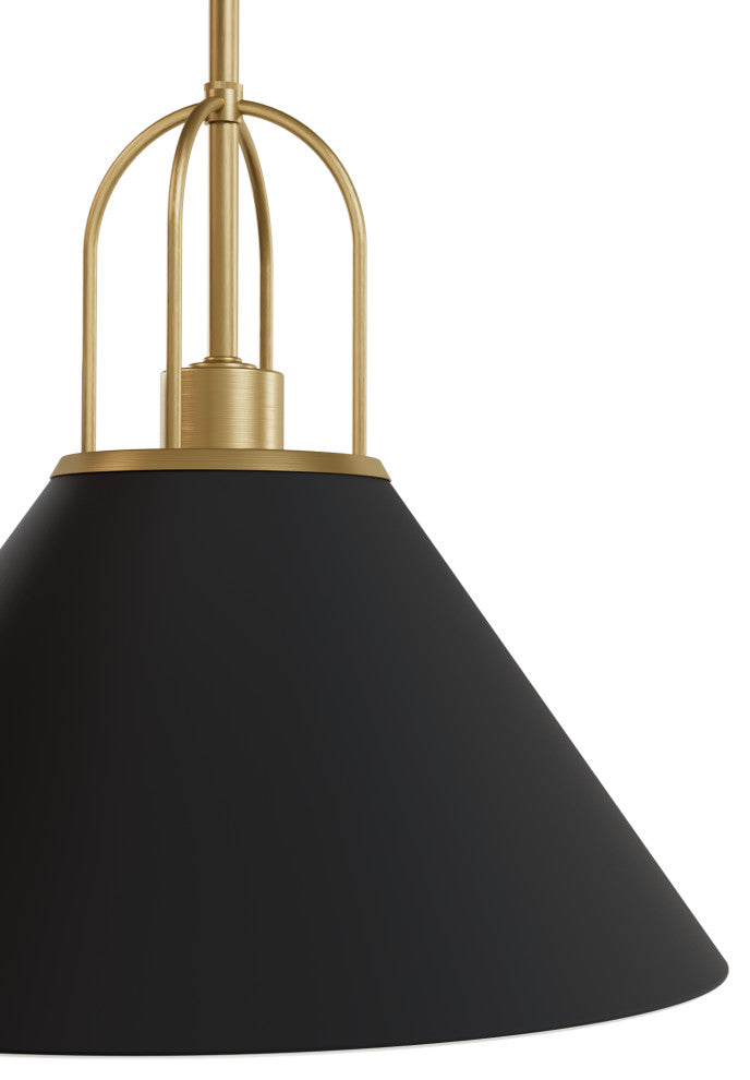 Carrington Isle Flat Matte Black and Luxe Gold 1 Light Pendant