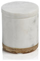 Verdi Marble and Balsa Wood Jar with Removable Lid