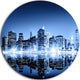 Night New York City Mirrored, Cityscape Disc Metal Artwork, 11"