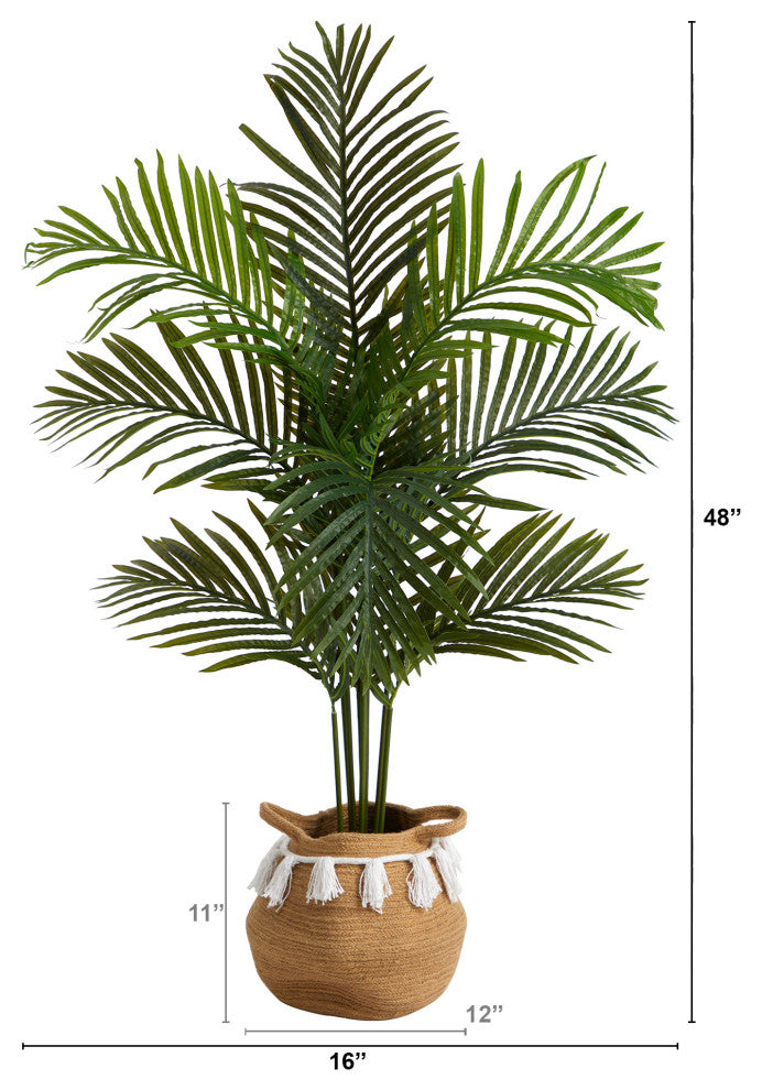 4ft. Artificial Paradise Palm Tree With Handmade Basket With Tassels