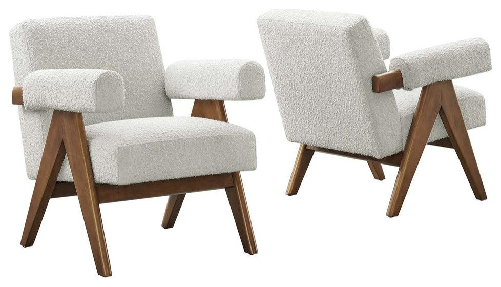 Lyra Boucle Fabric Armchair - Set of 2