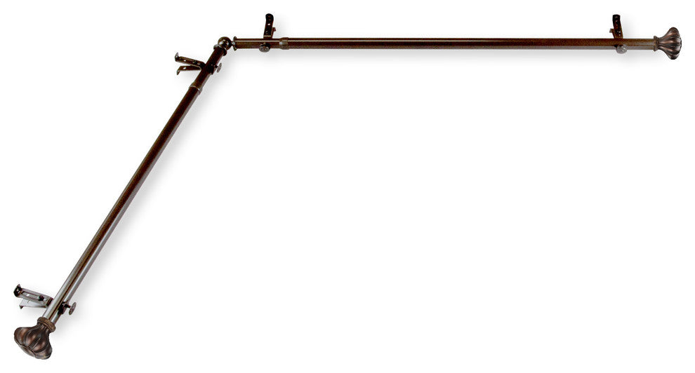 Maurice 13/16 inch Corner Window Curtain Rod, Cocoa, 48-84"