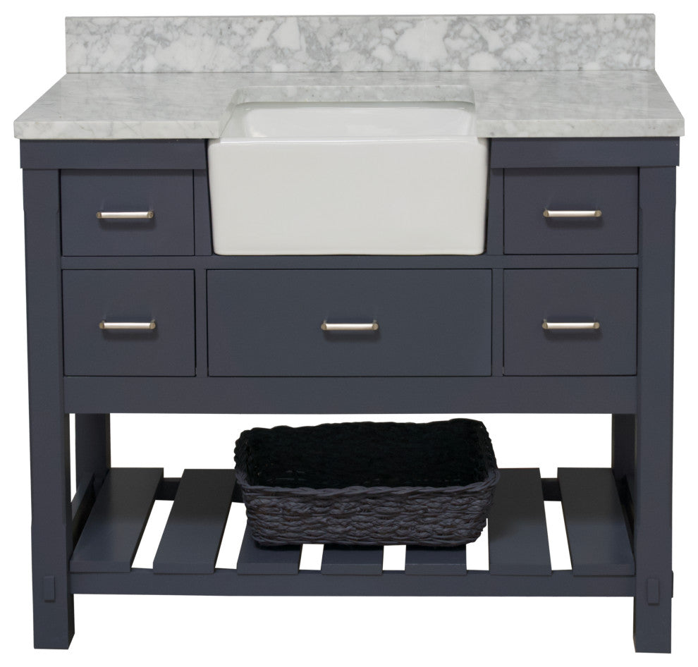 Charlotte 48" Bathroom Vanity, Marine Gray, Carrara Marble